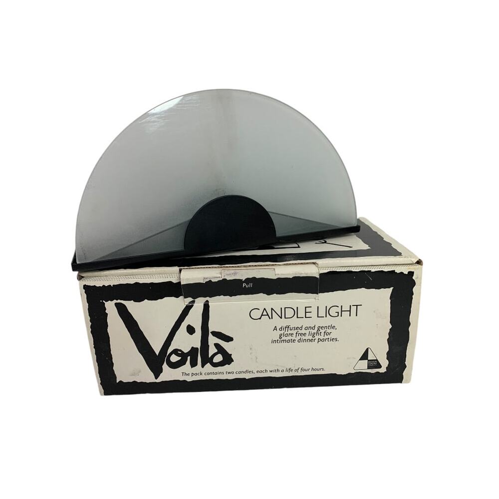 Voila Candle Holder Tea Light Diffused Glare Free 1990s Satin Glass Demilune